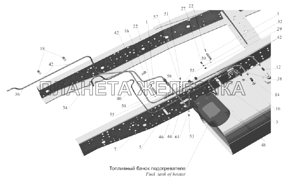 Установка топливопроводов 6303A5-1104002 (с подогревателем) МАЗ-6303A3, 6303A5